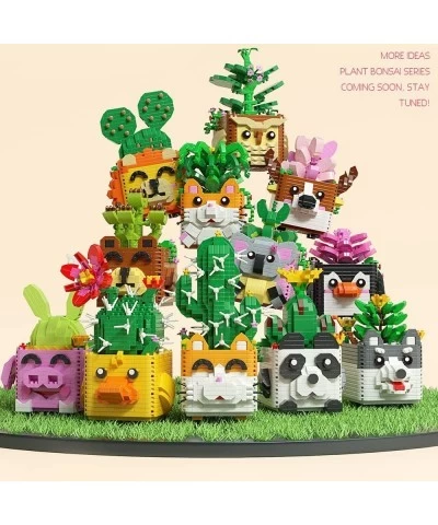 Micro Blocks Cute Plant Collection Series Mini Building Kit Creative Bonsai Cactus Micros Brick Building Toys with Mini Cat B...