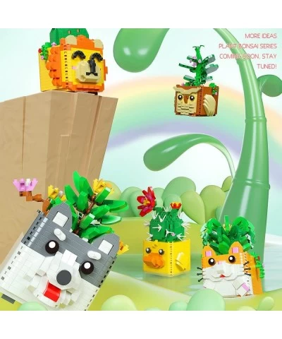 Micro Blocks Cute Plant Collection Series Mini Building Kit Creative Bonsai Cactus Micros Brick Building Toys with Mini Cat B...