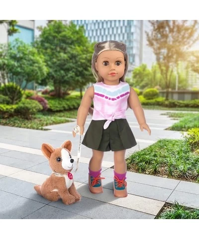 8 Pcs 18 Inch Girl Doll Clothes Accessories - 18 Inch Doll Clothes with Doll Backpack Sunglasses Camera Cell Phone Toy Dog an...