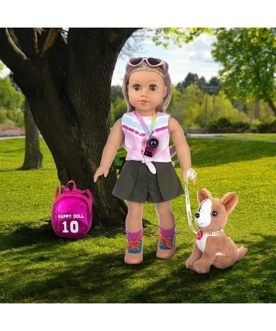 8 Pcs 18 Inch Girl Doll Clothes Accessories - 18 Inch Doll Clothes with Doll Backpack Sunglasses Camera Cell Phone Toy Dog an...