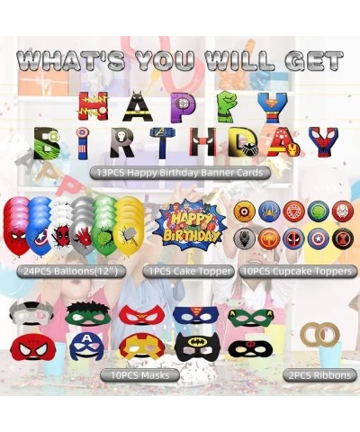 Happy Birthday Decoration Party Decoration Set 58 Pack Superhero Theme Birthday Party Supplies Included Happy Birthday Banner...