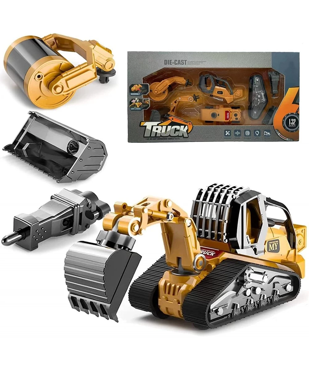 Construction Truck 4 in 1 Excavator with Metal Loader Shovel Roller Shovel and Impact Hammer Construction Vehicle Die-cast To...