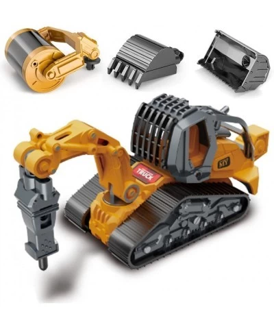 Construction Truck 4 in 1 Excavator with Metal Loader Shovel Roller Shovel and Impact Hammer Construction Vehicle Die-cast To...