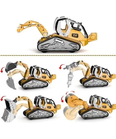 Construction Truck 4 in 1 Excavator with Metal Loader Shovel Roller Shovel and Impact Hammer Construction Vehicle Die-cast To...