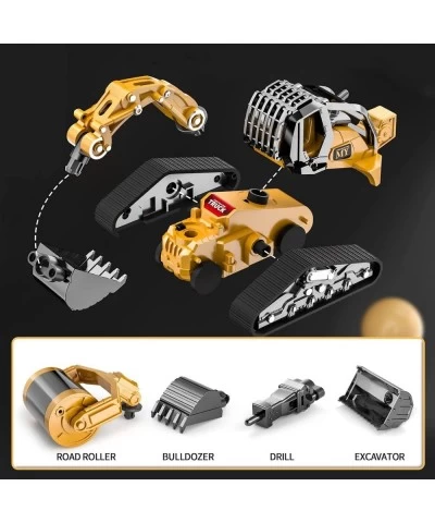 Construction Truck 4 in 1 Excavator with Metal Loader Shovel Roller Shovel and Impact Hammer Construction Vehicle Die-cast To...