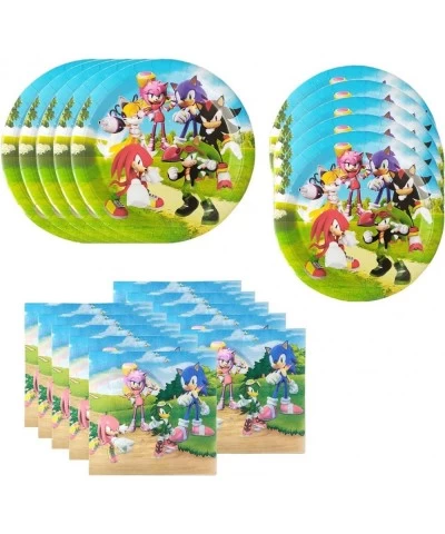 Sonic Party Supplies 40Pack include 20 plates 20 napkins for Sonic birthday party decoration $21.20 Kids' Party Tableware