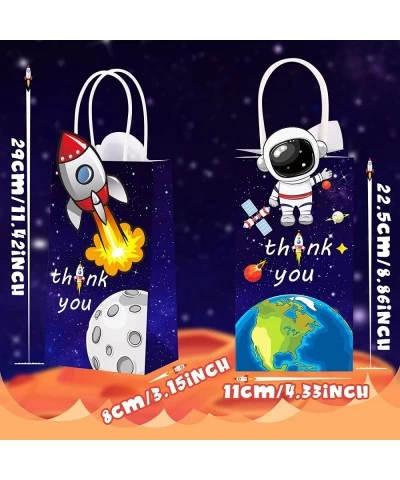 16 Packs Outer Space Party Present Bags Astronaut Themed Treat Bags with Handles Kraft Rocket Favor Bag Galaxy Party Bags Spa...