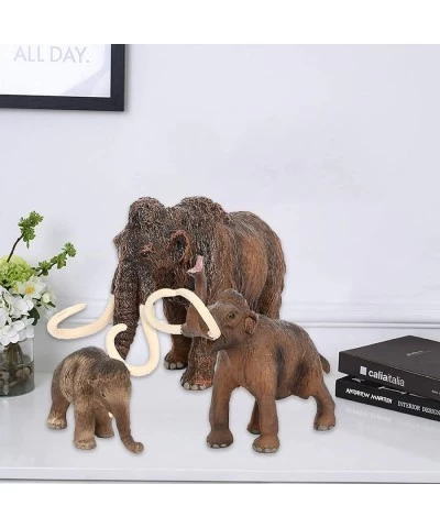 3PCS Figurines Mammoth Family Toys Realistic Ancient Elephant Figurines Model Cake Toppers Playset Eduactional Toys Party Pla...