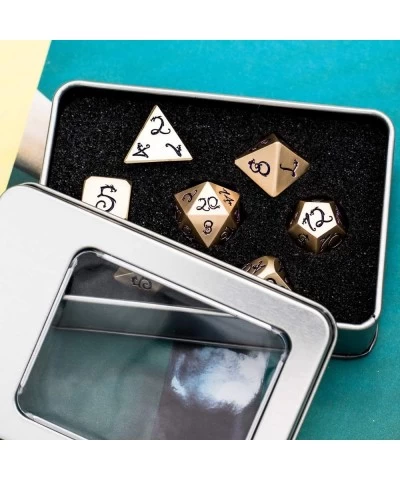 Metal Dice with Metal Box 7 PCs DND Dice Polyhedral Dice Set with Dragon Font for Role Playing Game Dungeons and Dragons D&D ...