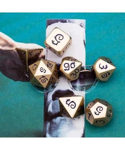 Metal Dice with Metal Box 7 PCs DND Dice Polyhedral Dice Set with Dragon Font for Role Playing Game Dungeons and Dragons D&D ...