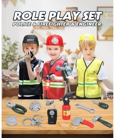 Kids Dress up Costumes For play 17PCS Kids Pretend Role Play Costumes Set Age 3-7 Firefighter costume Police Officer costume ...