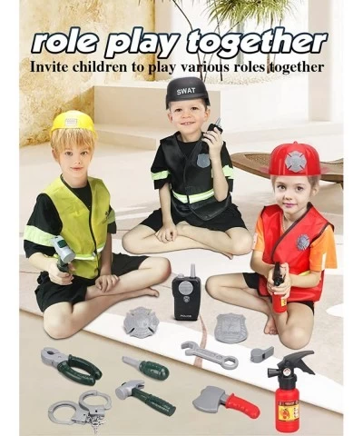 Kids Dress up Costumes For play 17PCS Kids Pretend Role Play Costumes Set Age 3-7 Firefighter costume Police Officer costume ...