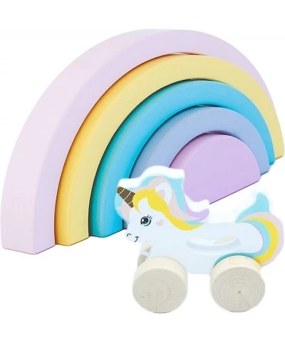 Wooden Rainbow Stacking Toy - Rainbow Stacker Wooden Rainbow Unicorn Wooden Baby Toys - Stacking Rainbow Toy Pull Toy Rainbow...