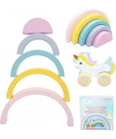 Wooden Rainbow Stacking Toy - Rainbow Stacker Wooden Rainbow Unicorn Wooden Baby Toys - Stacking Rainbow Toy Pull Toy Rainbow...