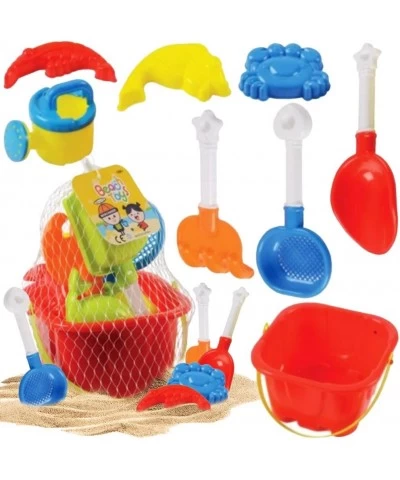 Sand Castle Bucket Set 8 Piece Set Includes1 Bucket 3 Molds 2 Shovels 1 Rake & 1 Water Pot Fun Summer Beach Toys for Kids Chi...