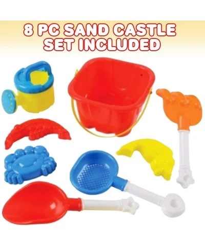 Sand Castle Bucket Set 8 Piece Set Includes1 Bucket 3 Molds 2 Shovels 1 Rake & 1 Water Pot Fun Summer Beach Toys for Kids Chi...