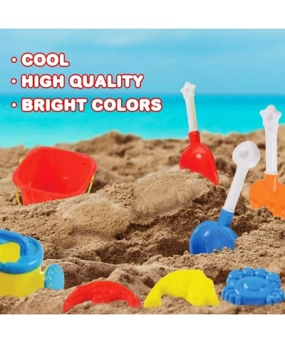 Sand Castle Bucket Set 8 Piece Set Includes1 Bucket 3 Molds 2 Shovels 1 Rake & 1 Water Pot Fun Summer Beach Toys for Kids Chi...