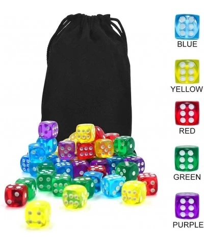 50 of Pack 14MM 6 Sided Dice Set Translucent Colors Dice with Black Pouch for Board Game $14.07 Game Accessories