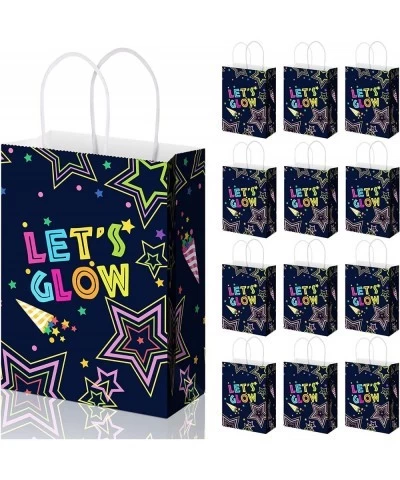 12 Pieces Glow in The Dark Party Favors Neon Party Supplies for Adults Glow in Dark Party Bags with Handle Treat Tote Glow Pa...