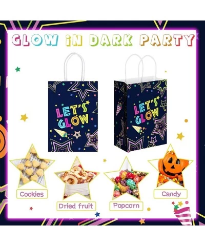 12 Pieces Glow in The Dark Party Favors Neon Party Supplies for Adults Glow in Dark Party Bags with Handle Treat Tote Glow Pa...