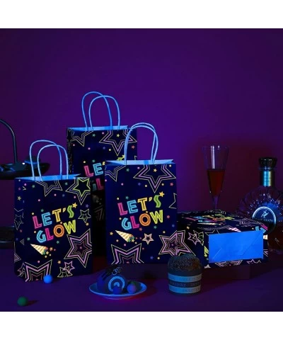 12 Pieces Glow in The Dark Party Favors Neon Party Supplies for Adults Glow in Dark Party Bags with Handle Treat Tote Glow Pa...