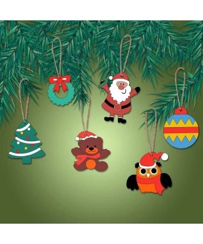 Christmas Craft Kit for Kids 36pcs Wooden Christmas Ornaments with Painting Set Paint Your Own Christmas Ornaments DIY Orname...