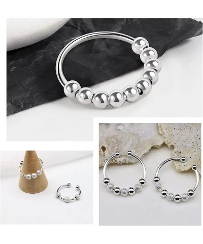 4-6Pcs Stainless Steel Fidget Ring- Anxiety Ring For Women Men Stress Relieving Spinner Ring Triple Interlocked Rolling Flowe...