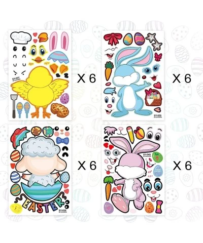 24 Easter Stickers for Kids Make Your Own Easter Eggs Bunny Stickers Easter Crafts for Kids Easter Games for Kids for Party F...