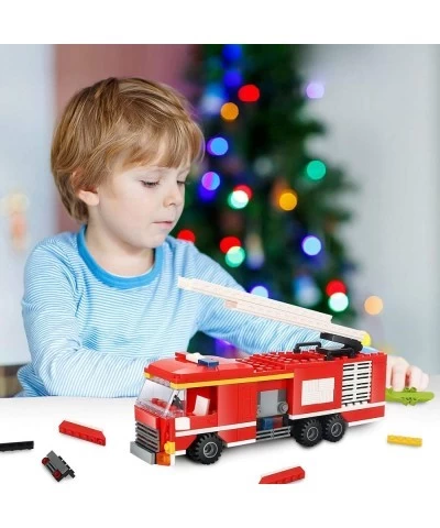 City Fire Ladder Truck Building Sets 219 Pieces Firetruck Model STEM Building Toys Fire Rescue Engine Firefighter Vehicles Bu...