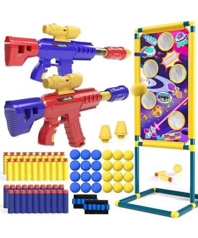 2 in 1 Shooting Game Toy for Kids 2pk Foam Ball Popper Air Guns with Shooting Target 24 Foam Balls 40 Foam Darts Indoor and O...