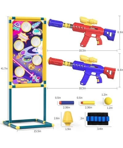 2 in 1 Shooting Game Toy for Kids 2pk Foam Ball Popper Air Guns with Shooting Target 24 Foam Balls 40 Foam Darts Indoor and O...