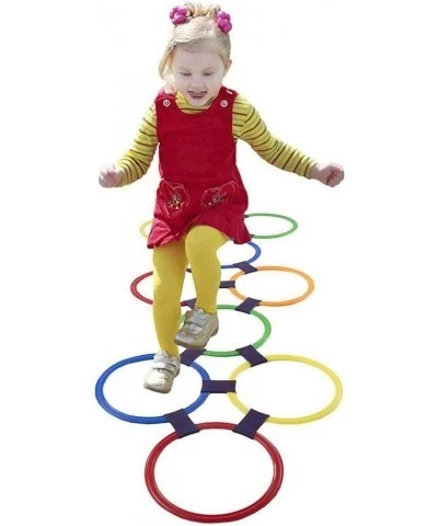 Hopscotch Ring Game Toys 10 Multi-Colored Plastic Rings and 9 Connectors for Indoor or Outdoor Use-Fun Play Set for Girls and...