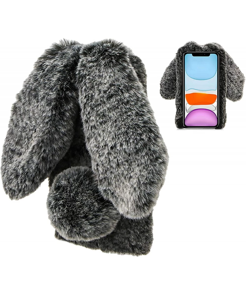 Rabbit Case for OnePlus Nord N200 5G Cute 3D Bunny Ears Soft Furry Hairball Fuzzy Warm Winter Faux Fur Plush Fluffy Flexible ...