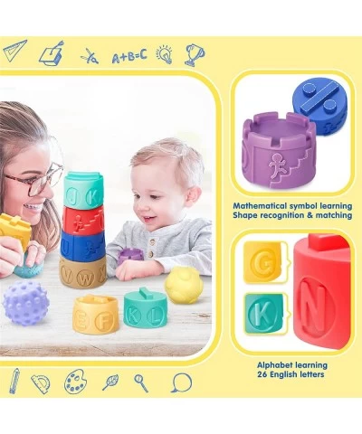 10 Pcs Baby Soft Stacking Building Blocks & Sensory Ball Infant Toys Montessori Toys for Toddler Educational Squeeze Balls fo...