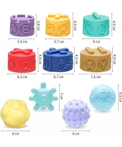 10 Pcs Baby Soft Stacking Building Blocks & Sensory Ball Infant Toys Montessori Toys for Toddler Educational Squeeze Balls fo...