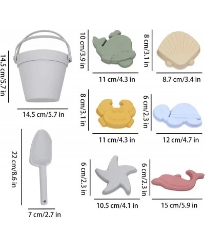 8Pcs Silicone Beach Toys for Kids 3-10 Beach Bucket and Shovel Set with 3D Sea Animal Molds Outdoor Sandbox Toys Set Silicone...