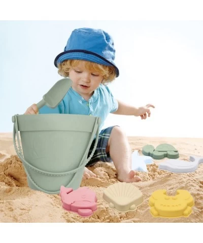 8Pcs Silicone Beach Toys for Kids 3-10 Beach Bucket and Shovel Set with 3D Sea Animal Molds Outdoor Sandbox Toys Set Silicone...