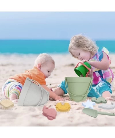 8Pcs Silicone Beach Toys for Kids 3-10 Beach Bucket and Shovel Set with 3D Sea Animal Molds Outdoor Sandbox Toys Set Silicone...