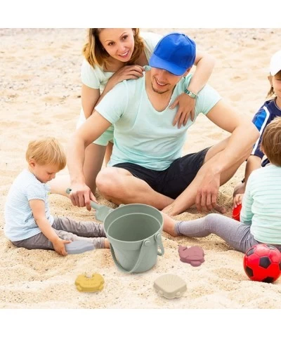 8Pcs Silicone Beach Toys for Kids 3-10 Beach Bucket and Shovel Set with 3D Sea Animal Molds Outdoor Sandbox Toys Set Silicone...