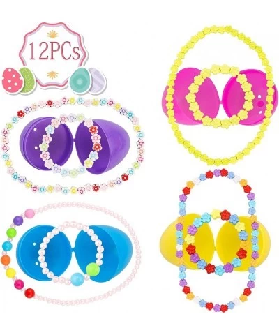 Easter Basket Stuffers 4Set Prefilled Easter Eggs with Different Designs of Necklaces and Bracelets Girls Jewelry Set for Kid...