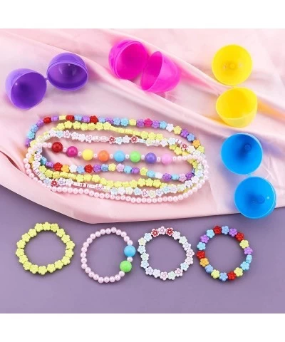 Easter Basket Stuffers 4Set Prefilled Easter Eggs with Different Designs of Necklaces and Bracelets Girls Jewelry Set for Kid...