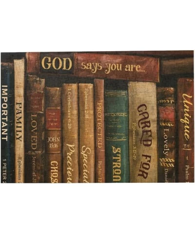 Jigsaw Puzzles 300 Pieces for Adult Intellectual Educational Toy Puzzle Old Books Library Vintage Art God Says You Are Family...