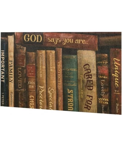 Jigsaw Puzzles 300 Pieces for Adult Intellectual Educational Toy Puzzle Old Books Library Vintage Art God Says You Are Family...