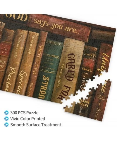 Jigsaw Puzzles 300 Pieces for Adult Intellectual Educational Toy Puzzle Old Books Library Vintage Art God Says You Are Family...