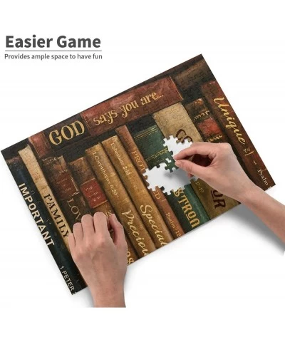 Jigsaw Puzzles 300 Pieces for Adult Intellectual Educational Toy Puzzle Old Books Library Vintage Art God Says You Are Family...