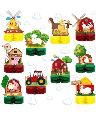 10 Pieces Farm Animals Honeycomb Centerpieces Farm Themed Cake Balls Table Toppers Barn Party Supplies Indoor and Outdoor Tab...