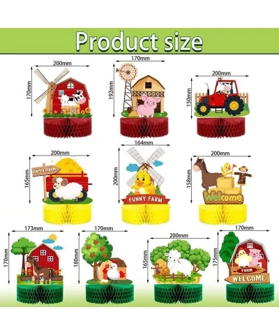 10 Pieces Farm Animals Honeycomb Centerpieces Farm Themed Cake Balls Table Toppers Barn Party Supplies Indoor and Outdoor Tab...