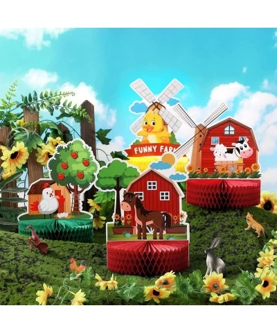 10 Pieces Farm Animals Honeycomb Centerpieces Farm Themed Cake Balls Table Toppers Barn Party Supplies Indoor and Outdoor Tab...