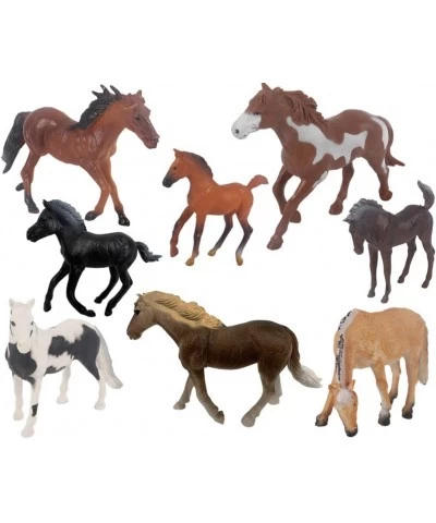 8PCS 5-7" Realistic Plastic Horse Figurines Play Set Detailed Textures Foal Pony Animal Toy Figures Christmas Birthday Gift f...