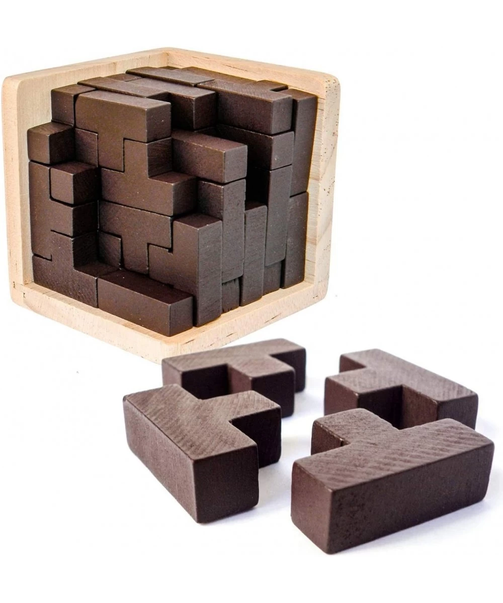 Wooden Brain Teaser Puzzle Cube Wooden Puzzles T-Shaped Jigsaw Logic Puzzle Educational Toy for Kids and Adults (Wine) $18.37...